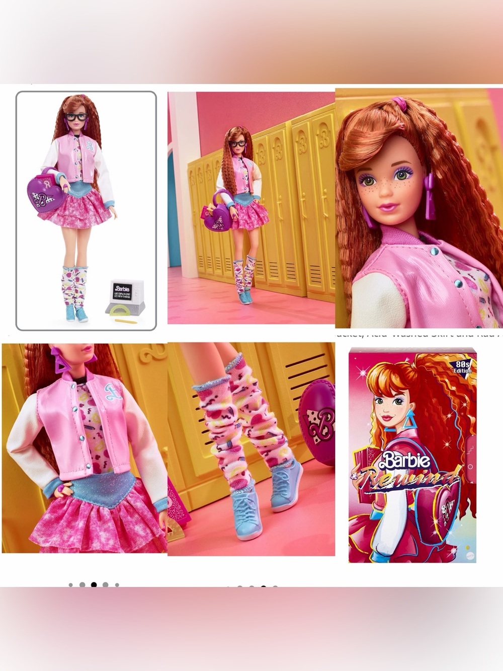 NWT Barbie Rewind Doll, '80s Edition Schoolin' Around Outfit with Varsity Jacket